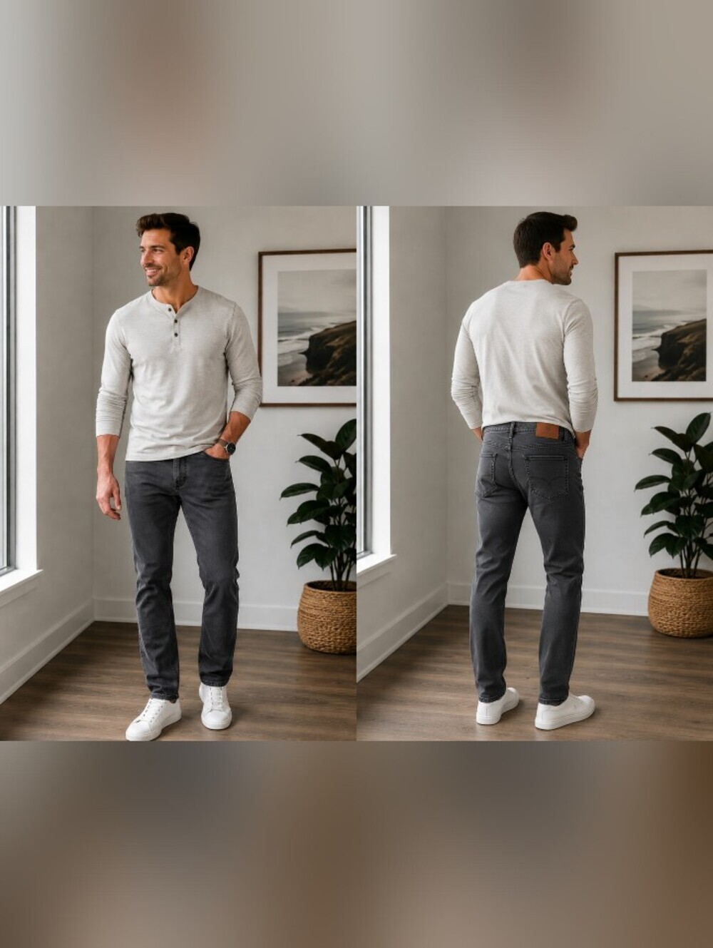 Travis Mathew Men's Charcoal Grey Washed Jeans Straig Leg 32x30